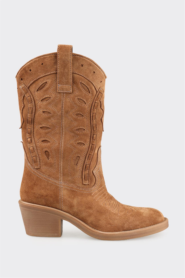 Taba Deri Kadın Western Bot