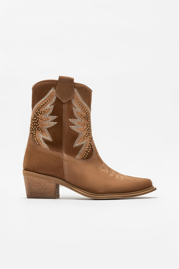 Taba deri kadın bot - Elle Shoes