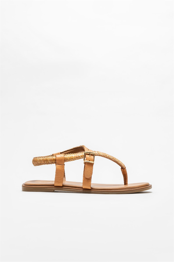 Taba düz kadın sandalet - Elle Shoes