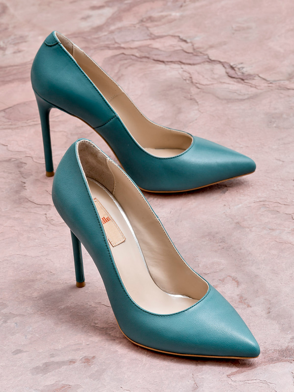 Tabbyy Hakiki Deri Kadın Stiletto YESIL