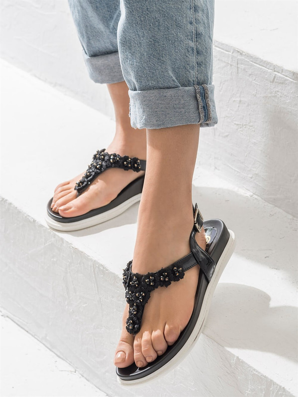 Siyah kadın sandalet - Elle Shoes