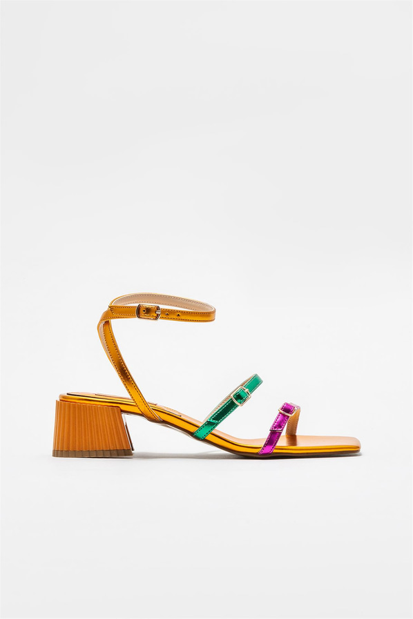 Turuncu topuklu kadın sandalet - Elle Shoes
