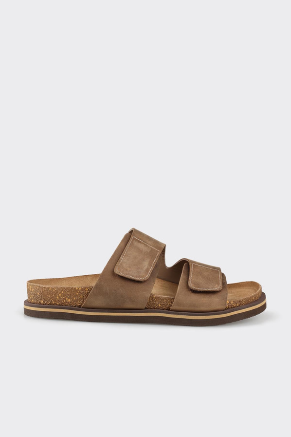 Vizon deri bantlı erkek terlik, rahat kullanım için - Elle Shoes