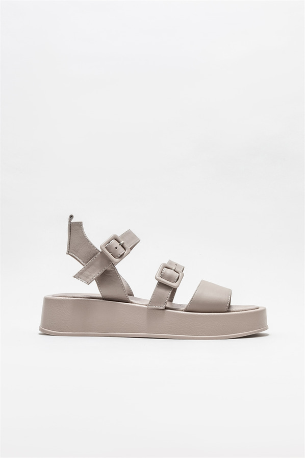 Vizon deri kadın sandalet - Elle Shoes