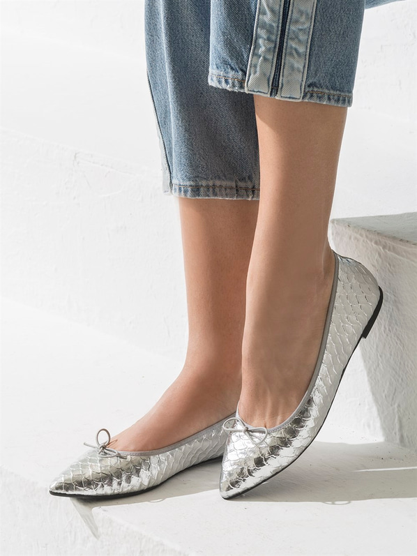 Gümüş kadın babet - Elle Shoes