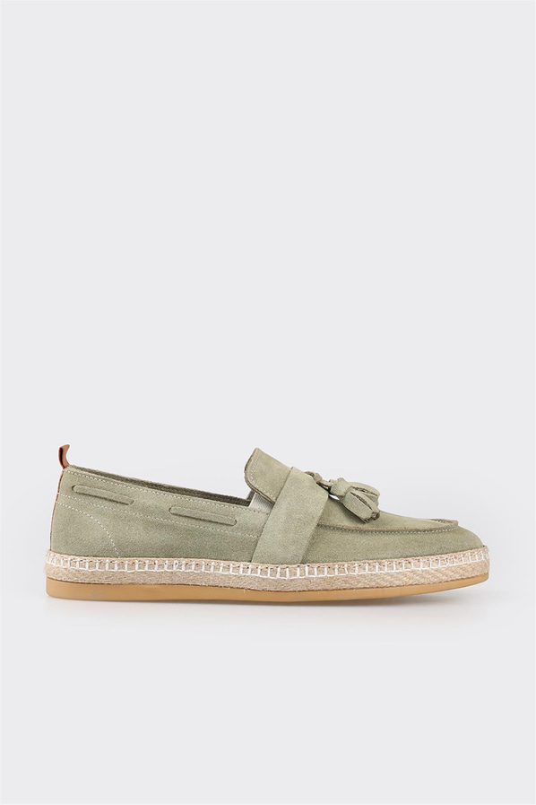 Yeşil deri erkek espadril - Elle Shoes