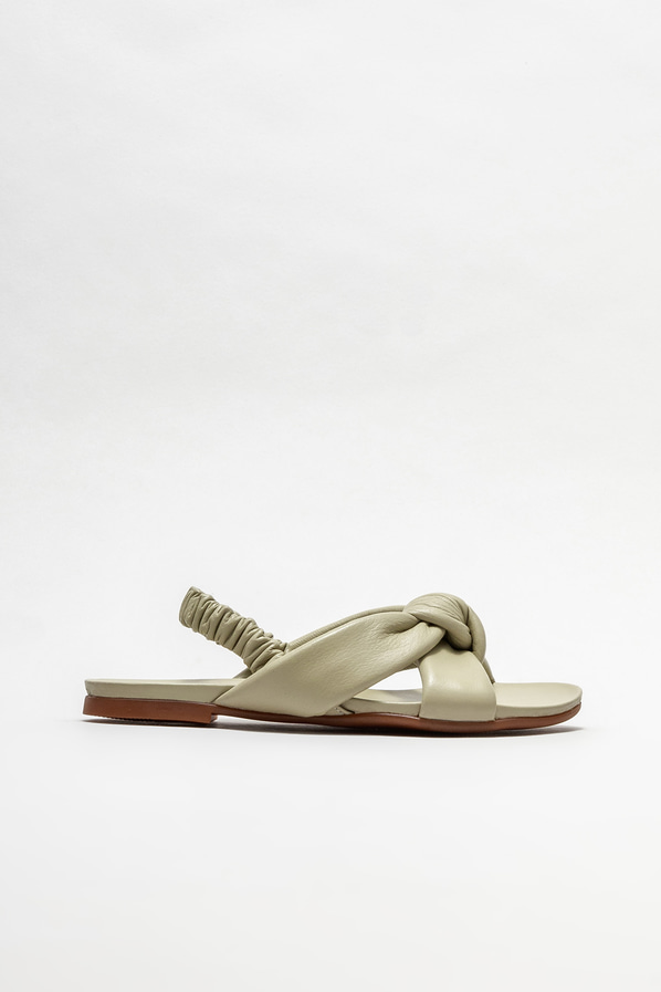 Yeşil deri düz kadın sandalet - Elle Shoes
