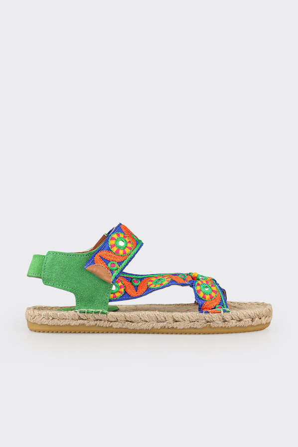 Yeşil deri kadın espadril - Elle Shoes