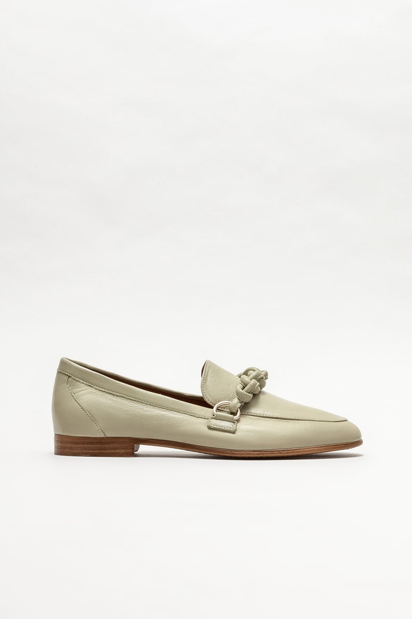Yeşil deri kadın loafer - Elle Shoes