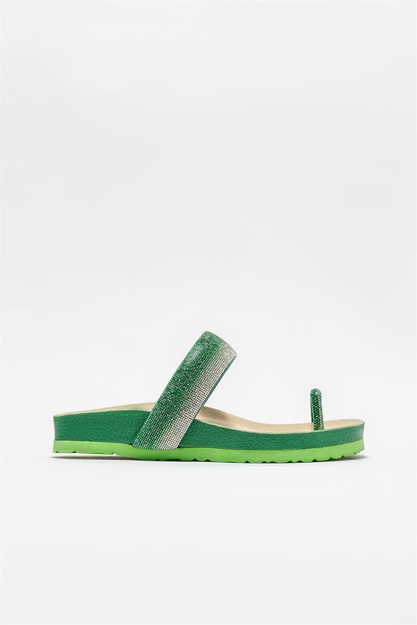 Yeşil kadın terlik - Elle Shoes