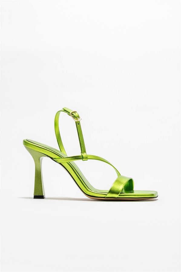 Yeşil topuklu kadın sandalet - Elle Shoes