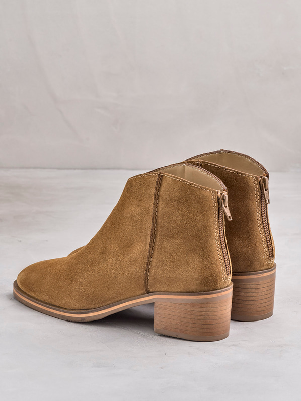 Taba deri topuklu kadın bot - Elle Shoes