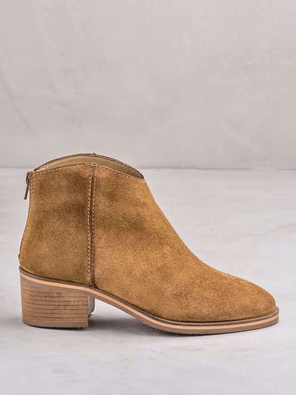 Taba deri topuklu kadın bot - Elle Shoes