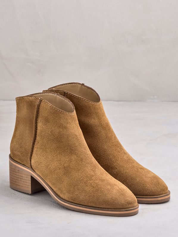 Taba deri topuklu kadın bot - Elle Shoes