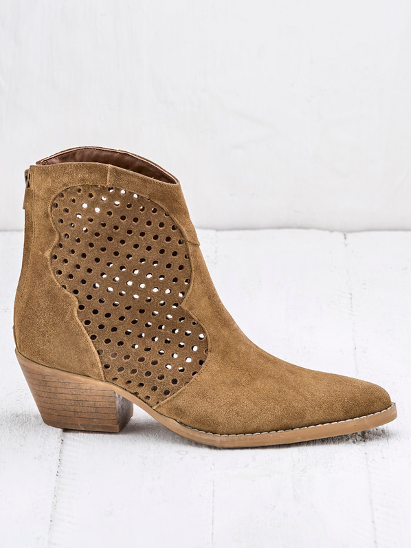 Taba deri düz kadın bot - Elle Shoes