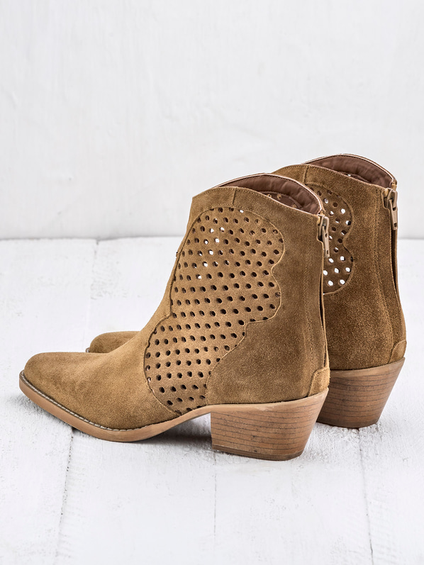 Taba deri düz kadın bot - Elle Shoes
