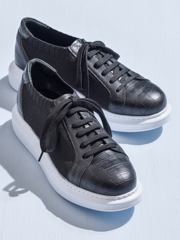 Siyah tekstil erkek spor ayakkabı - Elle Shoes