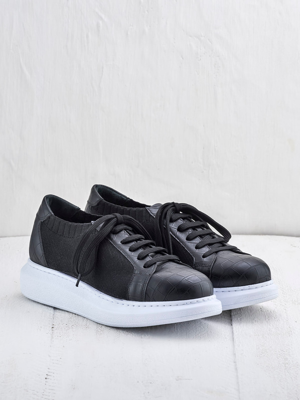 Siyah tekstil erkek spor ayakkabı - Elle Shoes