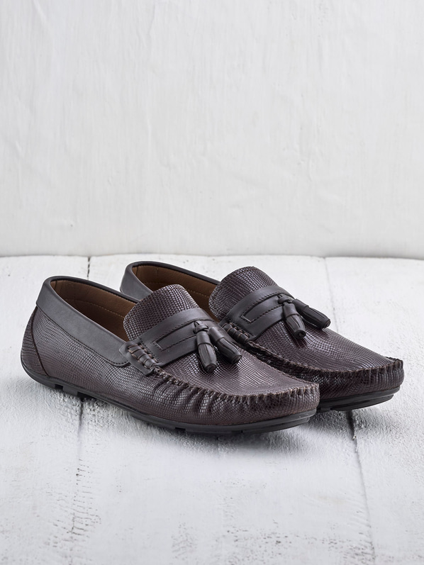 Kahve deri erkek loafer - Elle Shoes