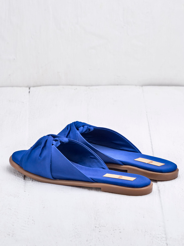 Mavi tekstil kadın düz terlik - Elle Shoes