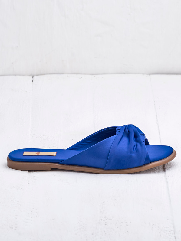 Mavi tekstil kadın düz terlik - Elle Shoes