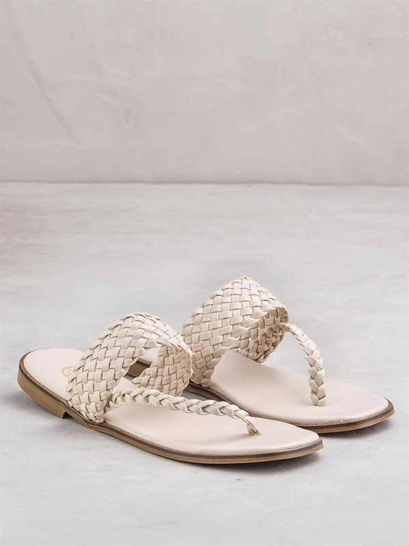 Bej kadın düz terlik - Elle Shoes