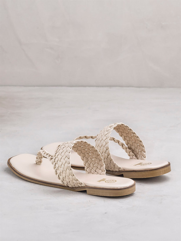 Bej kadın düz terlik - Elle Shoes
