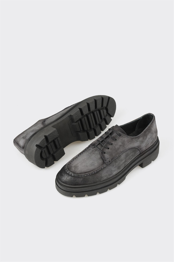 Antrasit deri erkek günlük ayakkabı, günlük kullanım için - Elle Shoes