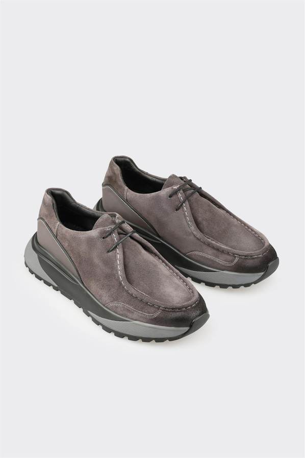Antrasit deri erkek günlük ayakkabı, günlük kullanım için - Elle Shoes
