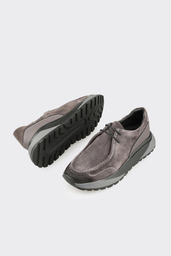 Antrasit deri erkek günlük ayakkabı, günlük kullanım için - Elle Shoes