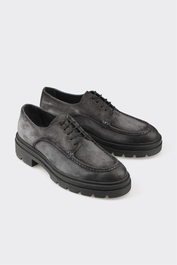 Antrasit deri erkek günlük ayakkabı, günlük kullanım için - Elle Shoes