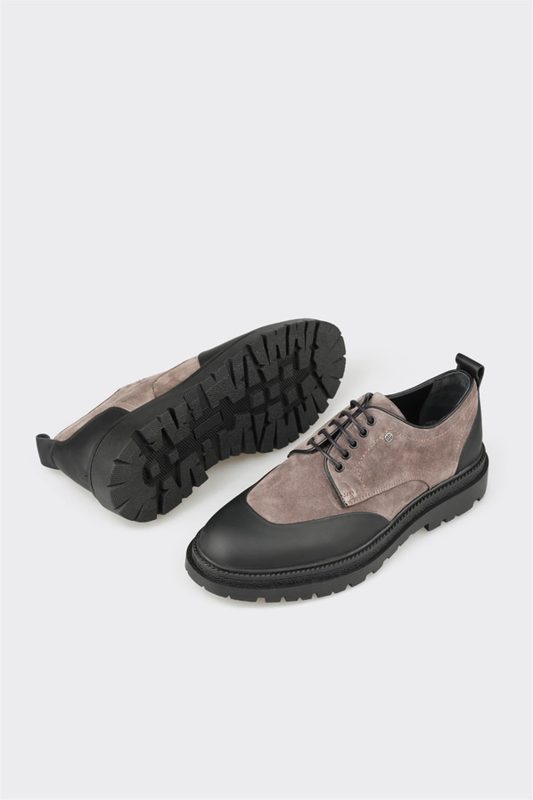 Antrasit deri erkek günlük ayakkabı, günlük kullanım için - Elle Shoes