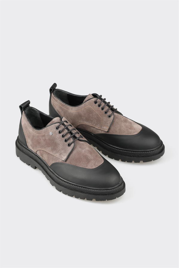 Antrasit deri erkek günlük ayakkabı, günlük kullanım için - Elle Shoes