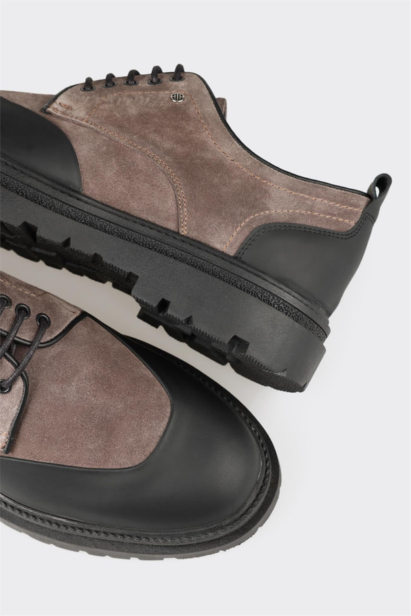 Antrasit deri erkek günlük ayakkabı, günlük kullanım için - Elle Shoes