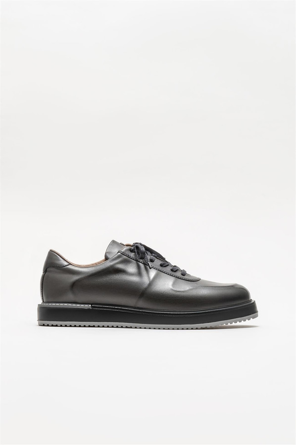 Antrasit deri erkek günlük ayakkabı, günlük kullanım için - Elle Shoes