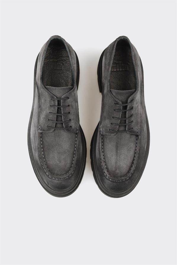 Antrasit deri erkek günlük ayakkabı, günlük kullanım için - Elle Shoes