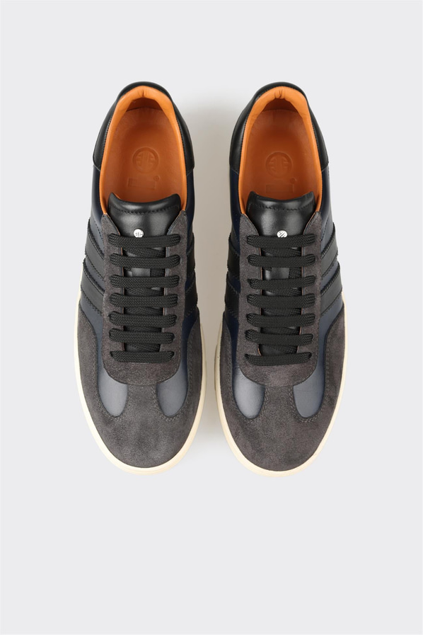 Antrasit deri ve süet erkek spor ayakkabı - Elle Shoes