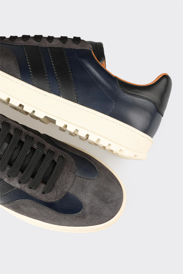 Antrasit deri ve süet erkek spor ayakkabı - Elle Shoes