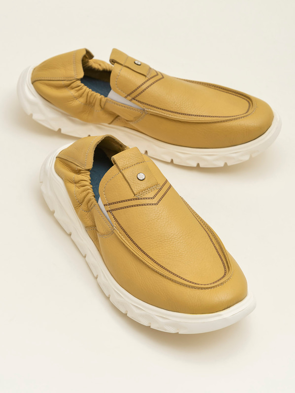 Sarı deri erkek ayakkabı - Elle Shoes