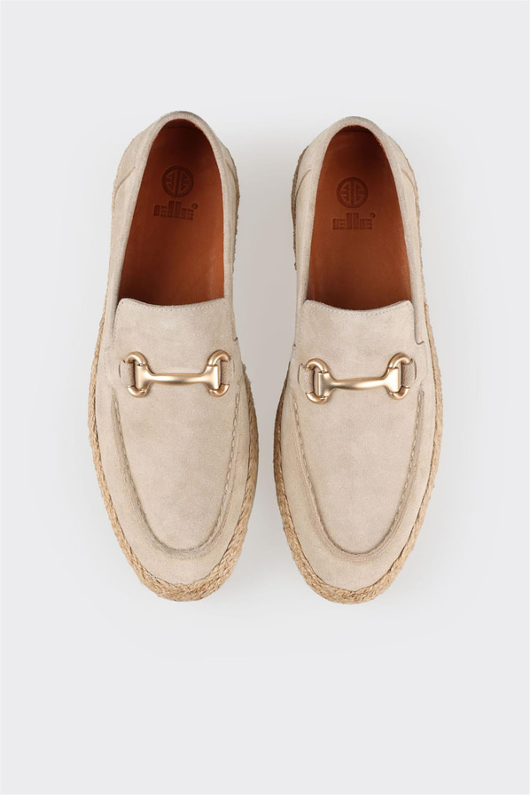 Bej deri erkek espadril - Elle Shoes