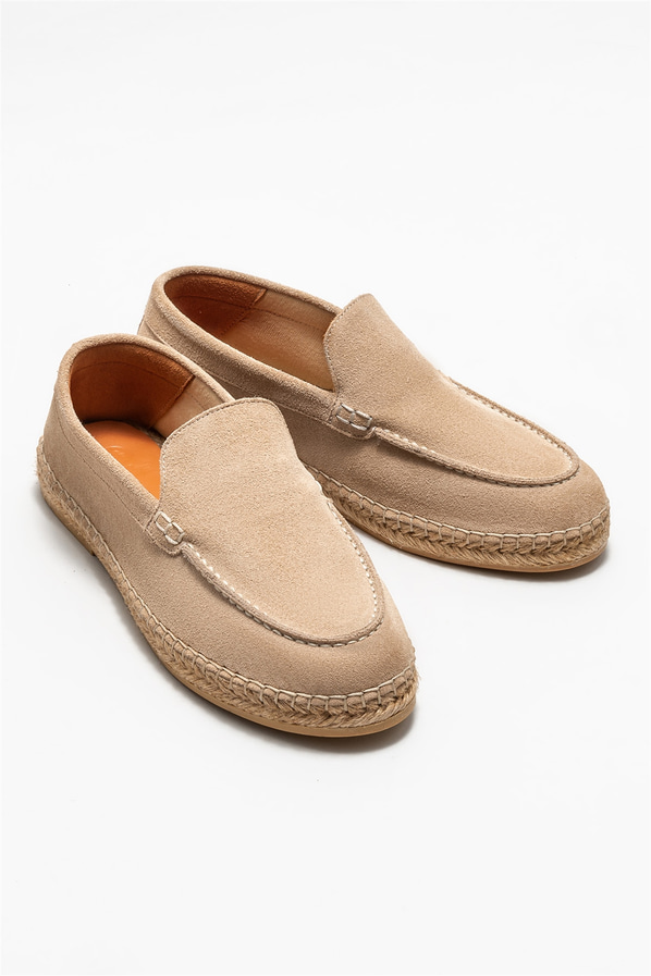 Bej deri erkek espadril - Elle Shoes