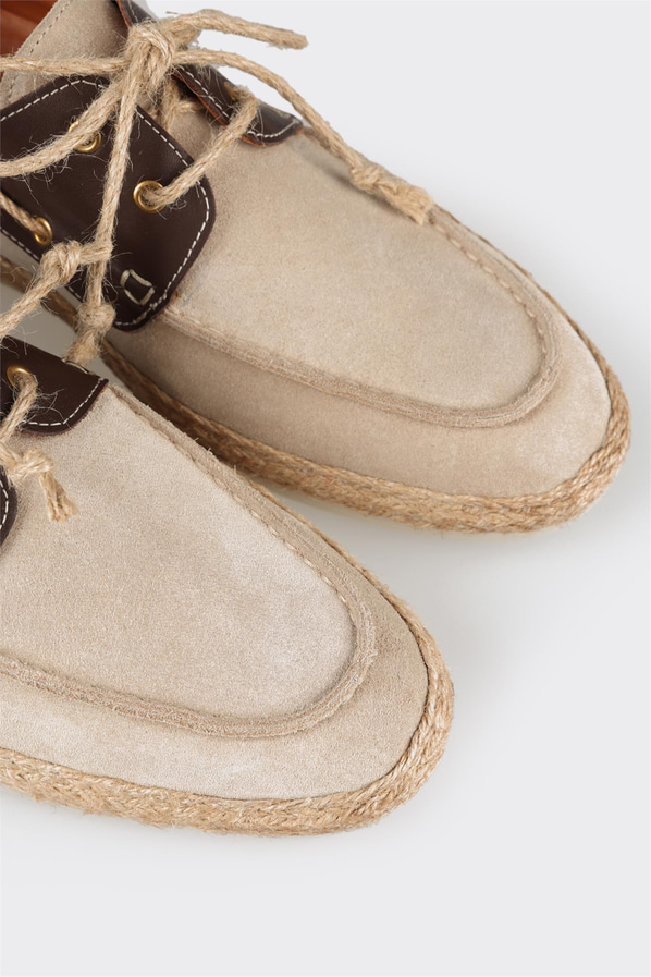 Bej deri erkek espadril - Elle Shoes
