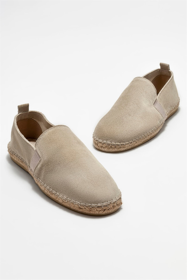 Bej deri erkek espadril - Elle Shoes