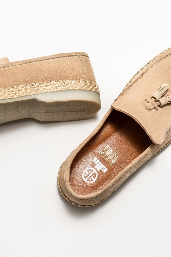 Bej deri erkek espadril - Elle Shoes