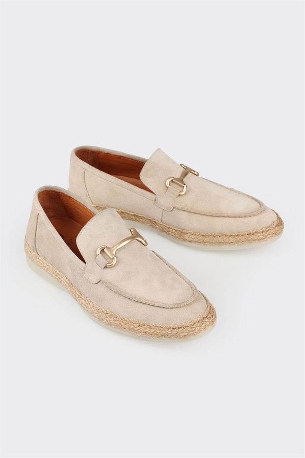 Bej deri erkek espadril - Elle Shoes