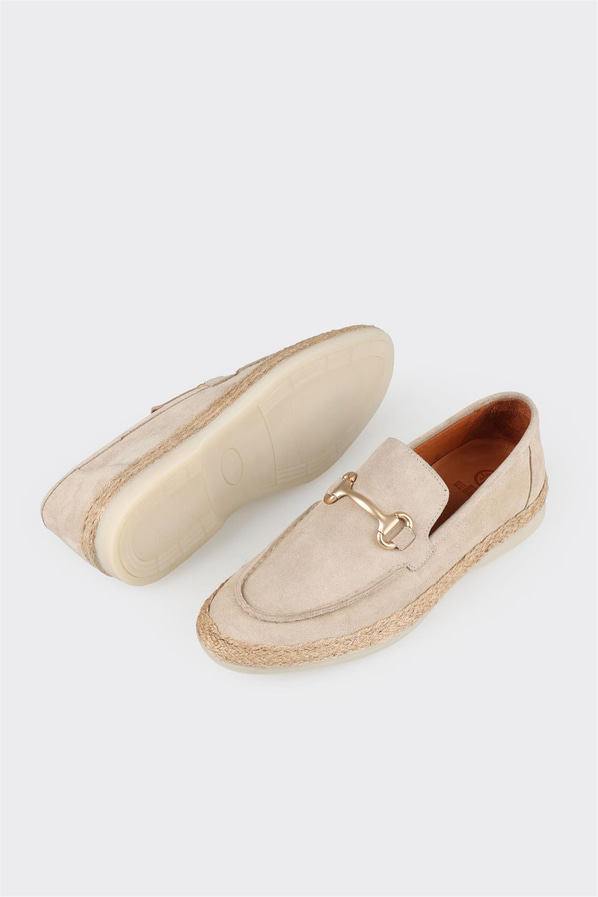Bej deri erkek espadril - Elle Shoes