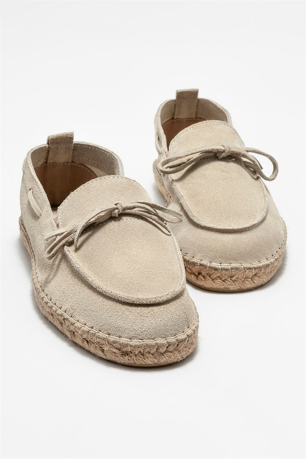 Bej deri erkek espadril - Elle Shoes