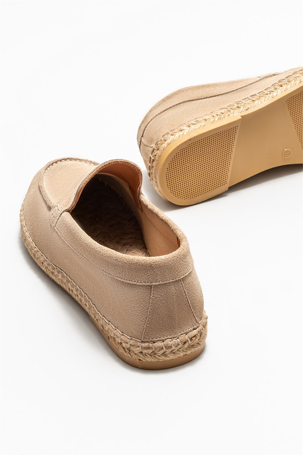 Bej deri erkek espadril - Elle Shoes