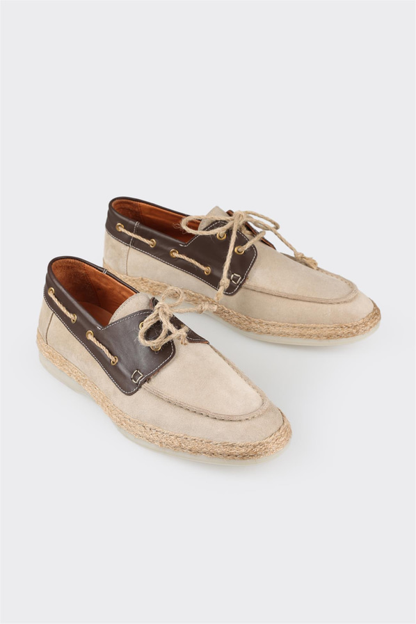 Bej deri erkek espadril - Elle Shoes