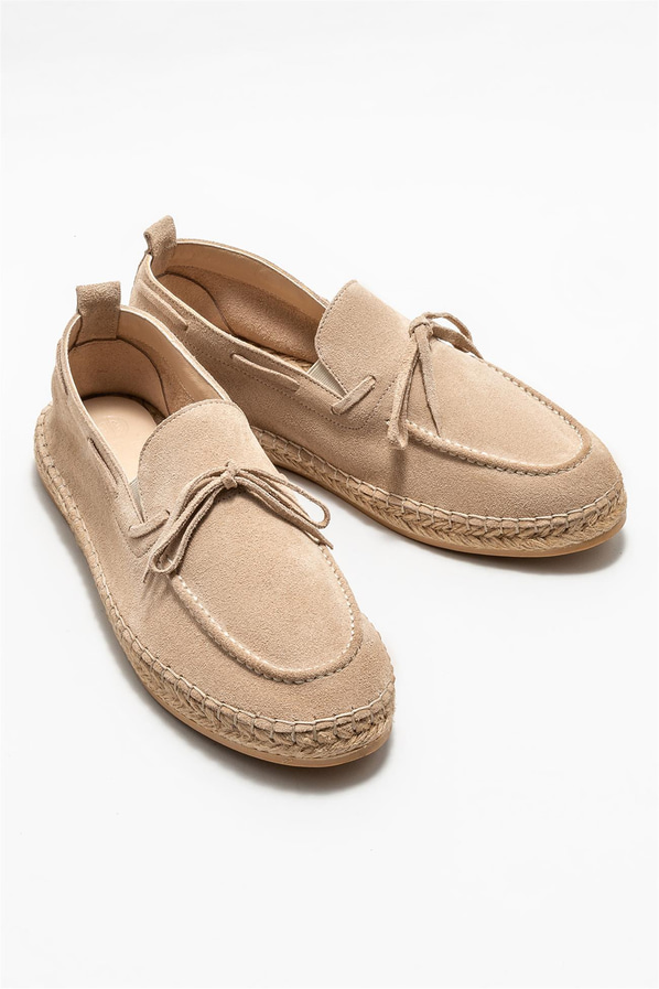 Bej deri erkek espadril - Elle Shoes